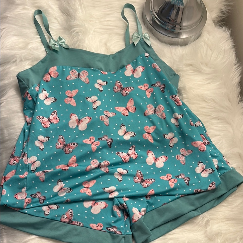 Blue and Pink Butterfly Pajama Set
